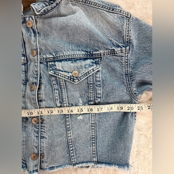 American Eagle Zipped up Distress Hoodie Denim Jackets Size: Medium - Picture 7 of 10